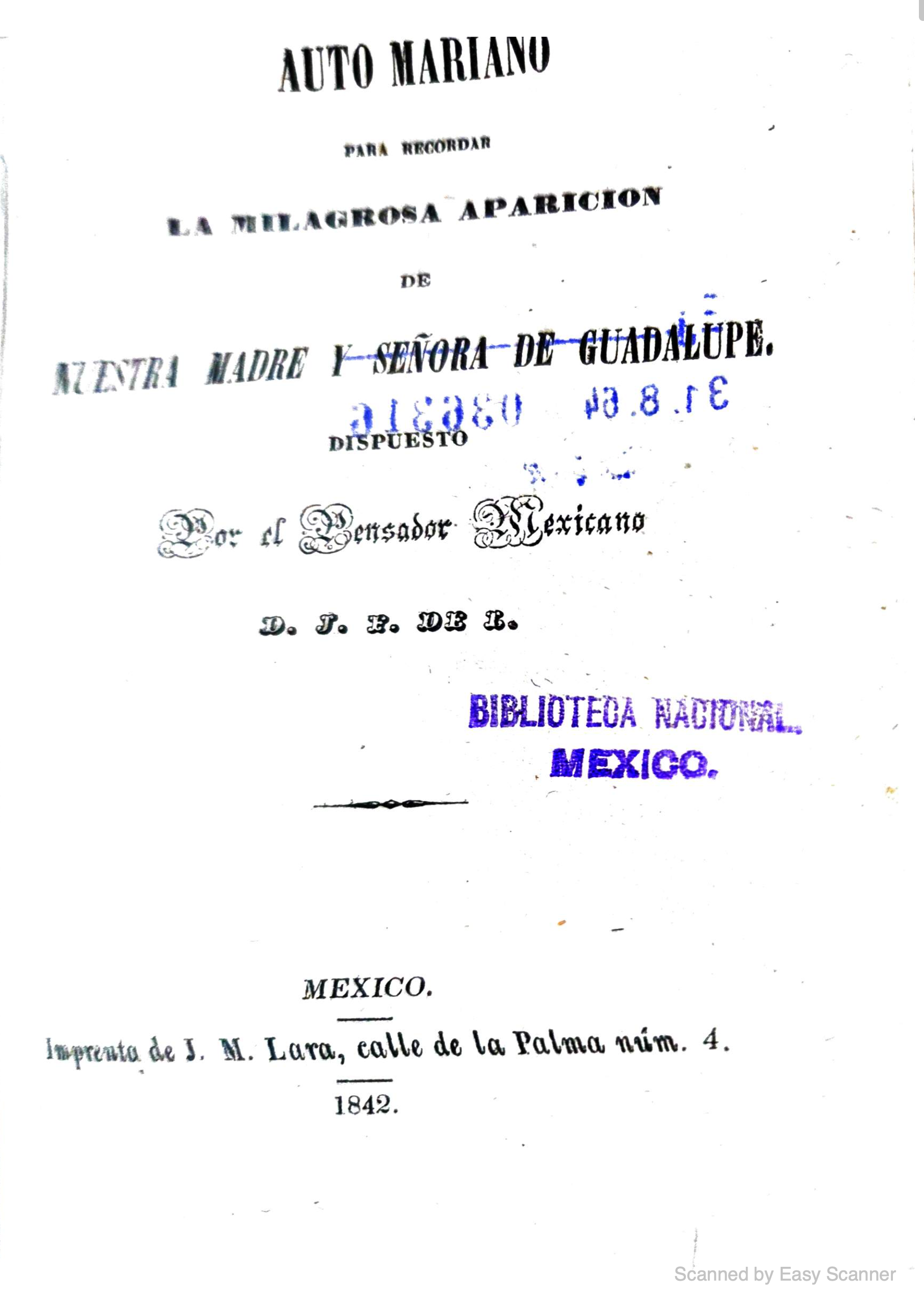 Auto mariano para recordar la milagrosa aparición de Nuestra madre y señora de Guadalupe